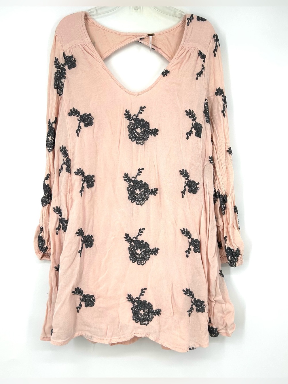 Free People Emma Embroidered Swing Dress Pink